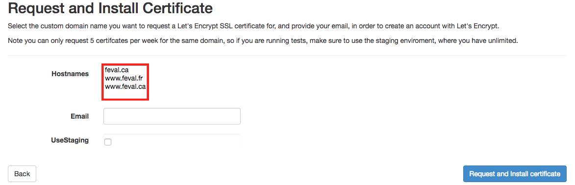 Request and install