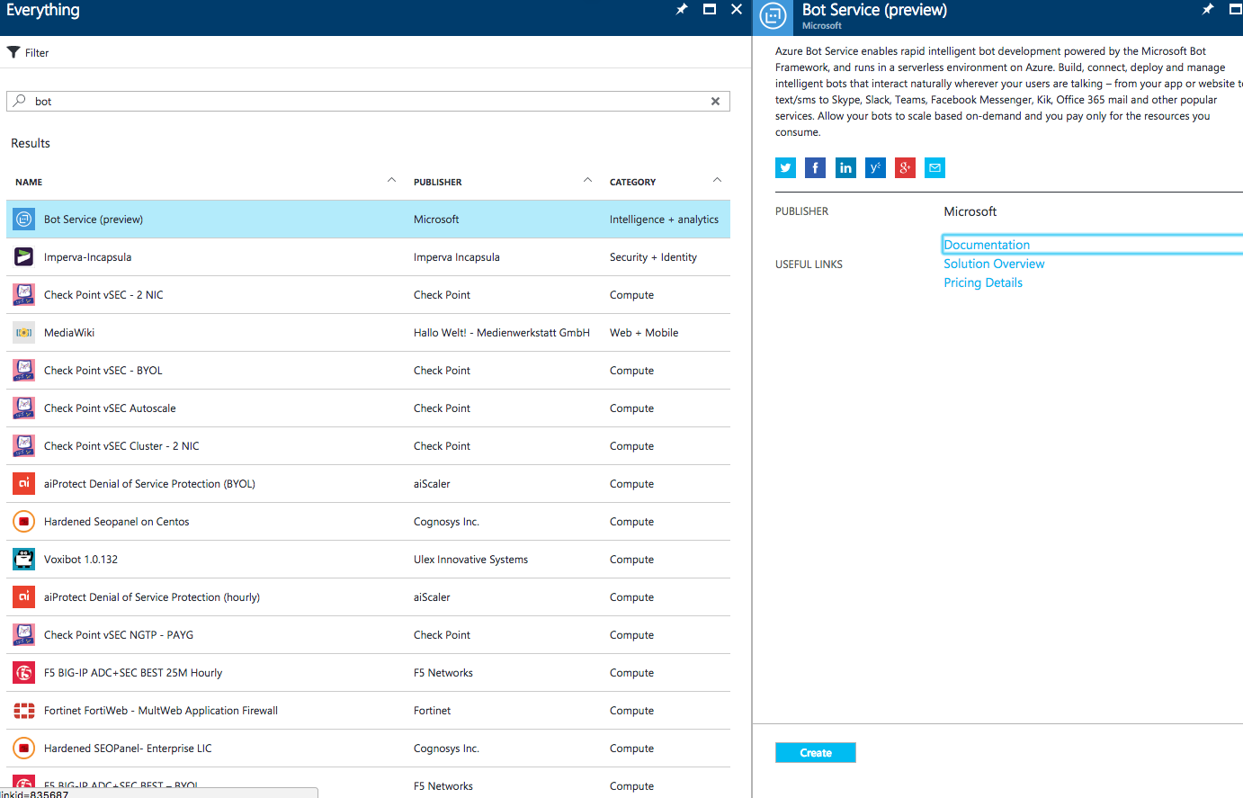 Create bot service