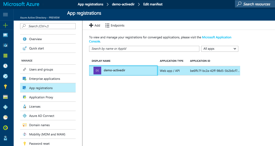 App registrations