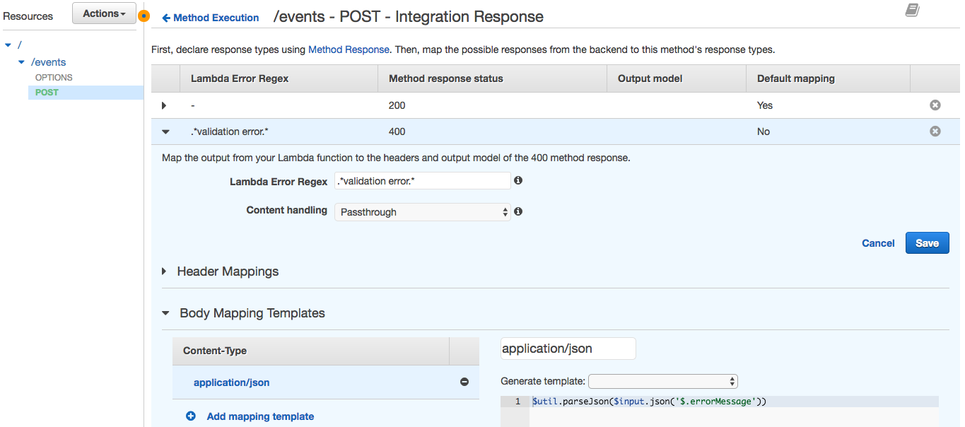 Integration response