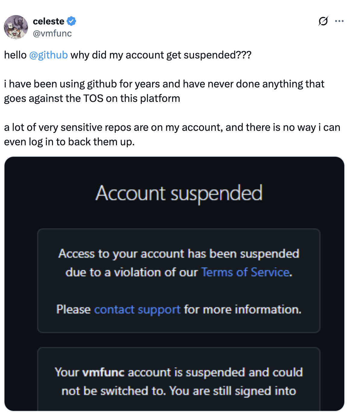 Account suspended tweet
